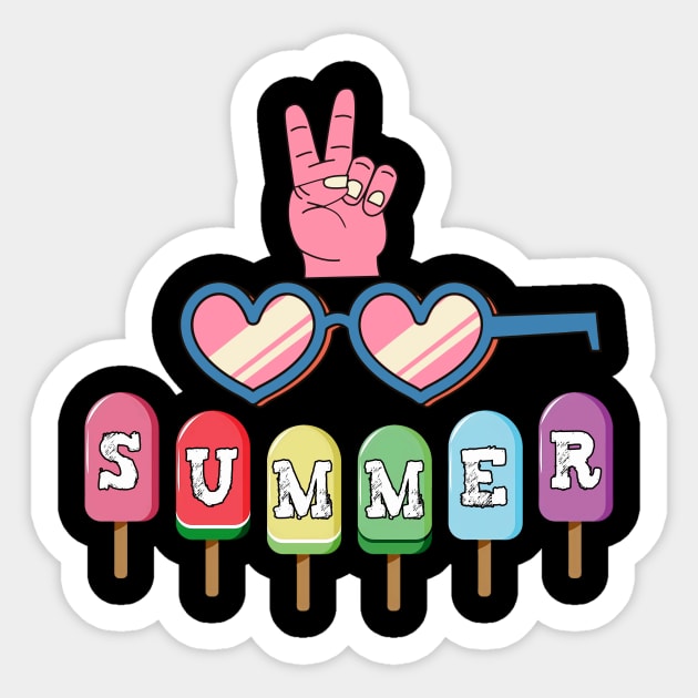 Hello Summer Vacation Ice Cream Popsicle Ice Lolly Sticker by ArtbyJester